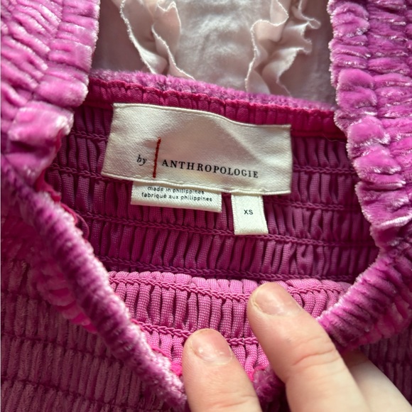 PINK VELVET ANTHROPOLOGIE TOP - Picture 3 of 3
